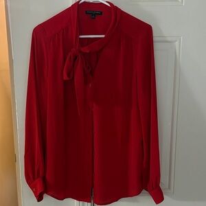 Women's Banana Republic Red Blouse with Tie Neck